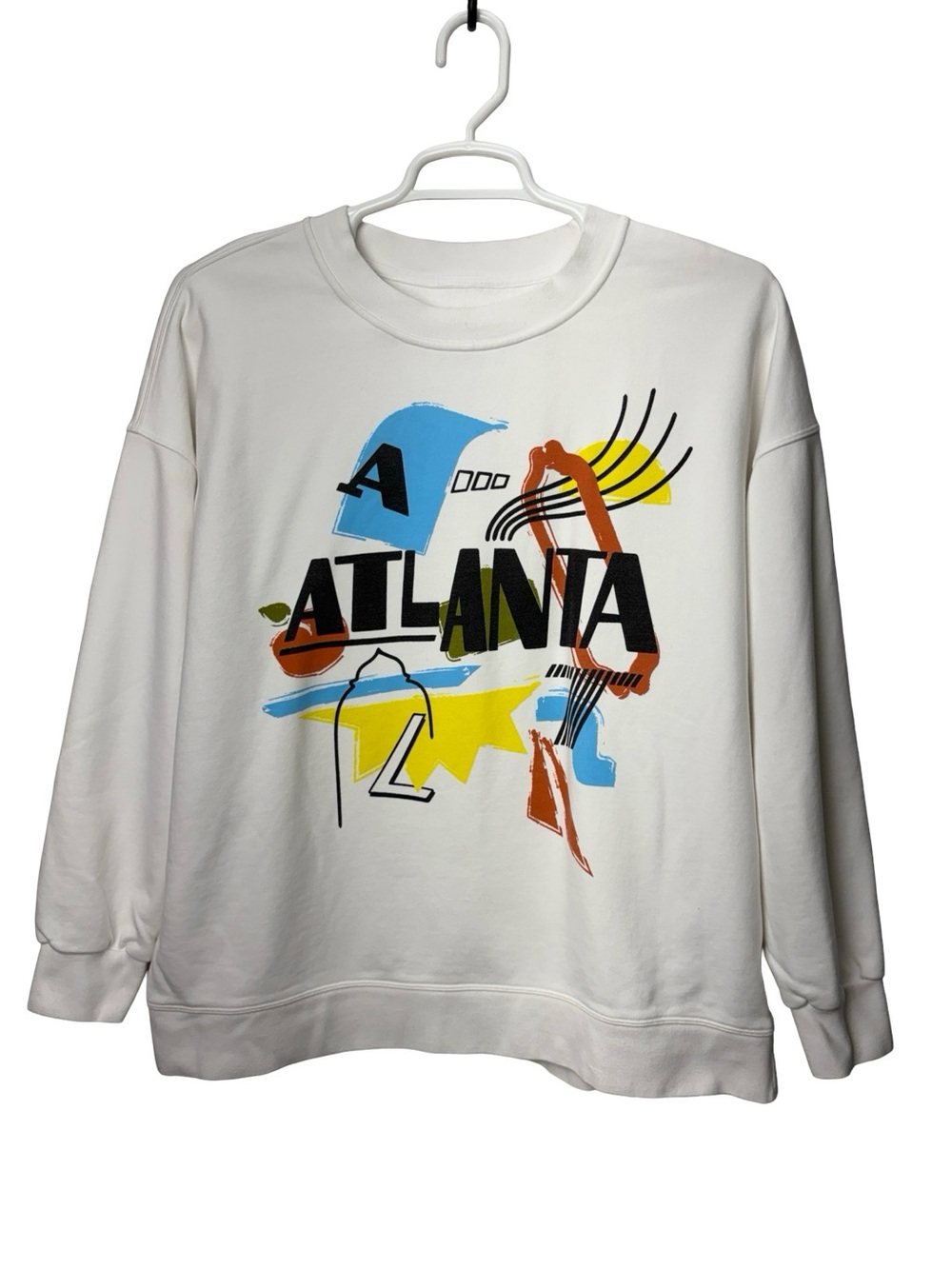 Lululemon Womens Logo Atlanta Sweatshirt Size Large White Long Sleeve Oversized